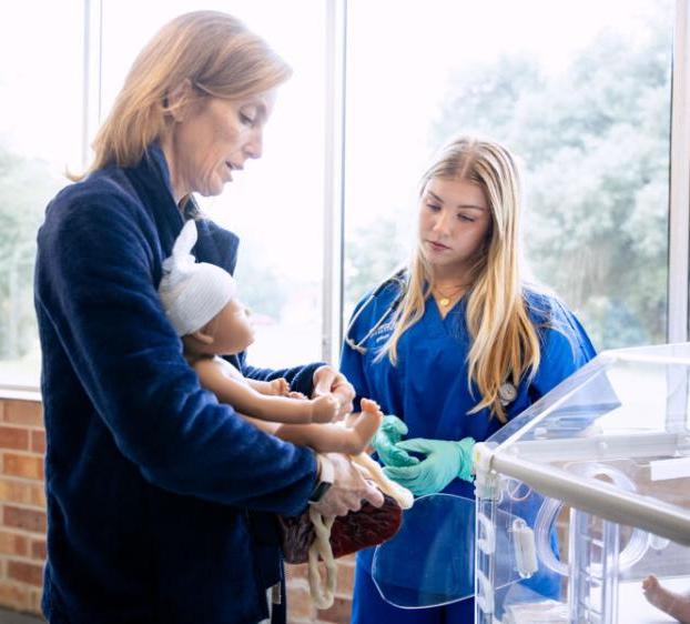 A nursing student works in the simulation lab in Fleck Hall at St. Edward's University